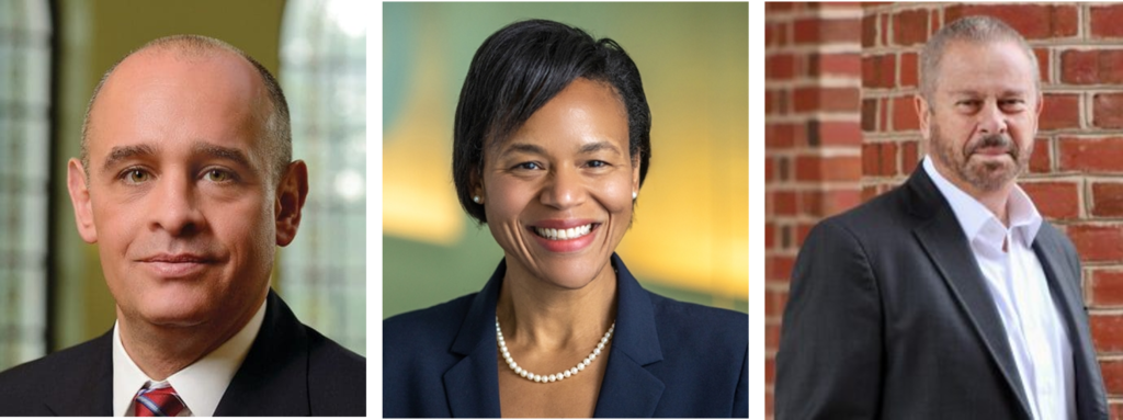 Headshots of Deans Christopher Celenza, Keshia Pollack Porter and Ed Schlesinger